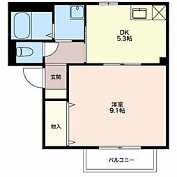 オラシオン　D 2階1DKの間取り