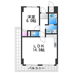 カワデンエミネンスハイツ 1LDKの間取図画像