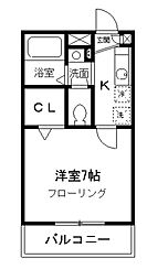 コーネル・スリー 1Kの間取図画像