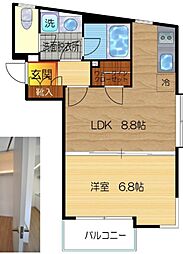 カーサグラシア 1LDKの間取図画像