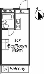 メゾン・ド・タンブール ワンルームの間取図画像