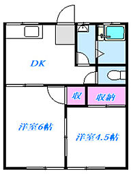 ロイヤルレジデンス 2DKの間取図画像