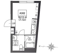 OrgoVita凛 A棟 3階ワンルームの間取り