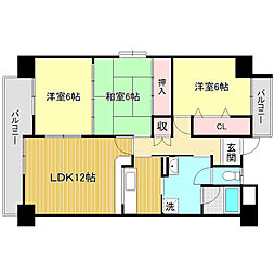 エレガンテ大川筋 3LDKの間取図画像