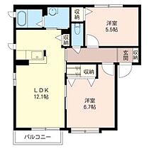 エミネンス 00101 ｜ 茨城県ひたちなか市外野２丁目9-32（賃貸アパート2LDK・1階・54.80㎡） その2