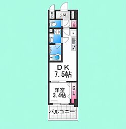 スペチアーレ堺 1DKの間取図画像