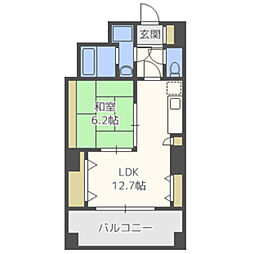 レジデンスカープ博多 1LDKの間取図画像