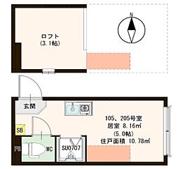 ハーモニーテラス新小岩 ワンルームの間取図画像