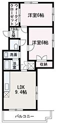 クレセント・ビュー 2LDKの間取図画像