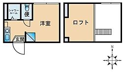 高円寺プレイス 2階ワンルームの間取り