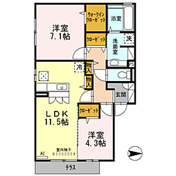 D-Room青山 2LDKの間取図画像