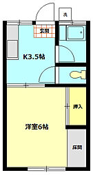 光ハイツ 1Kの間取図画像
