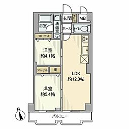 シャトレー町田ガーデン 4階2LDKの間取り
