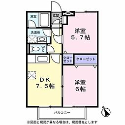 グリーンレジデンス 2DKの間取図画像