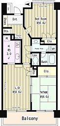 清本ビルシェーヌ武蔵野 2LDKの間取図画像
