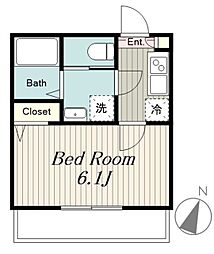 アザーレ・パッシオ新百合ヶ丘B 1階1Kの間取り