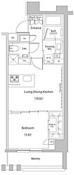 ザ・パークハビオ文京江戸川橋 1LDKの間取図画像