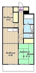 リザイドアキモト 3Kの間取図画像