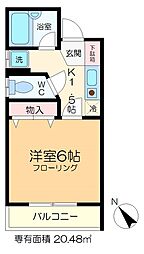 クレール・カサベルデ 4階1Kの間取り