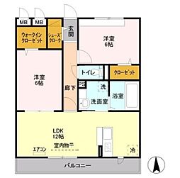 プレミアムベースI 2階2LDKの間取り