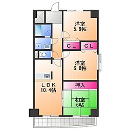 ホルティ上野芝 3LDKの間取図画像