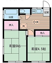 万福荘 2Kの間取図画像