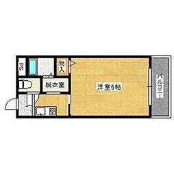 鎧坂ハイツ森一 1Kの間取図画像