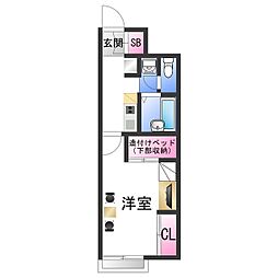 レオパレスグランドゥール太田 1Kの間取図画像