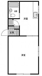 春美荘 1Kの間取図画像