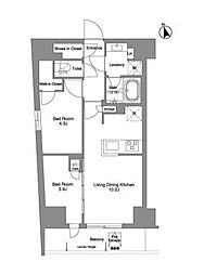 コンフォリア・リヴ北上野 2LDKの間取図画像