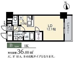 TKMコハマ 1Kの間取図画像
