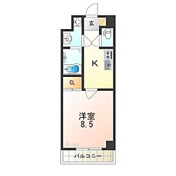 ビエラコート岸部中 1Kの間取図画像