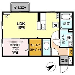 グランディール笹崎 1LDKの間取図画像