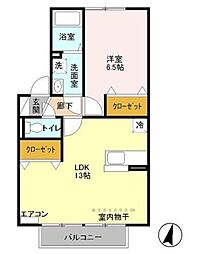 タウンハウスフォレE 1LDKの間取図画像