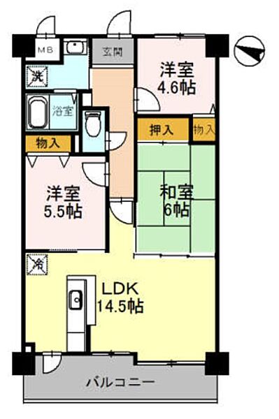 大阪府堺市西区鳳南町５丁(賃貸マンション3LDK・2階・66.36㎡)の写真 その2