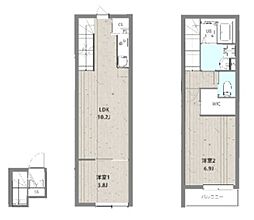 ミハス中野新井薬師II 2階2LDKの間取り
