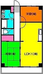 宮の下マンション 2LDKの間取図画像
