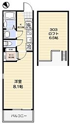 キャストリー八王子 3階1Kの間取り