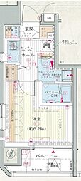 エステムプラザ品川大井町クリスタルヒルズ 1Kの間取図画像
