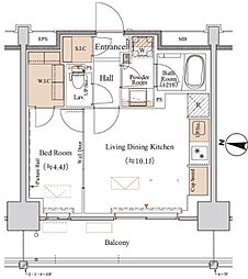 ブランシエスタ木場 1LDKの間取図画像