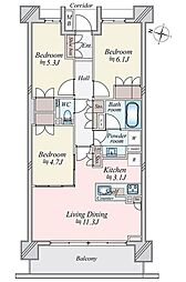 ザ・パークハウス千歳烏山グローリオエアリーコート 3SKの間取図画像