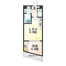 ARCA嵯峨嵐山 1LDKの間取図画像