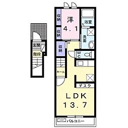 ブルムンタウン 1LDKの間取図画像