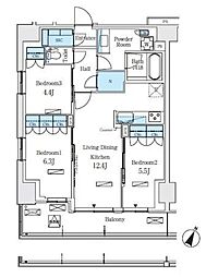 ロイヤルパークス赤羽ノース 9階3LDKの間取り