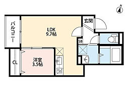 アレンデール 1LDKの間取図画像