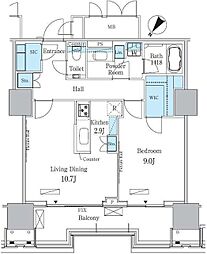 晴海フラッグ ポートヴィレッジ A棟 17階1LDKの間取り
