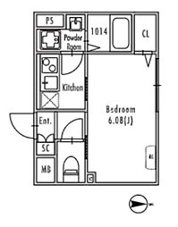 GRANPASEO明大前IV 1Kの間取図画像