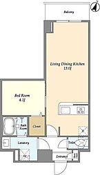 アルファコート北綾瀬2 3階1LDKの間取り