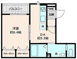 メゾン ド シュクル 2階1DKの間取り
