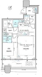 パークタワー勝どきサウス 38階1LDKの間取り